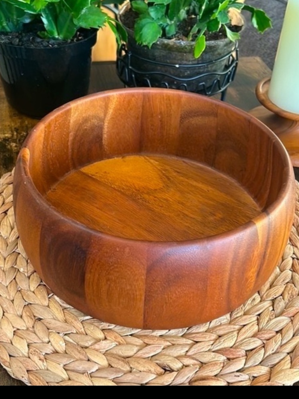 Large Vintage Solid Wood Bowl Thailand